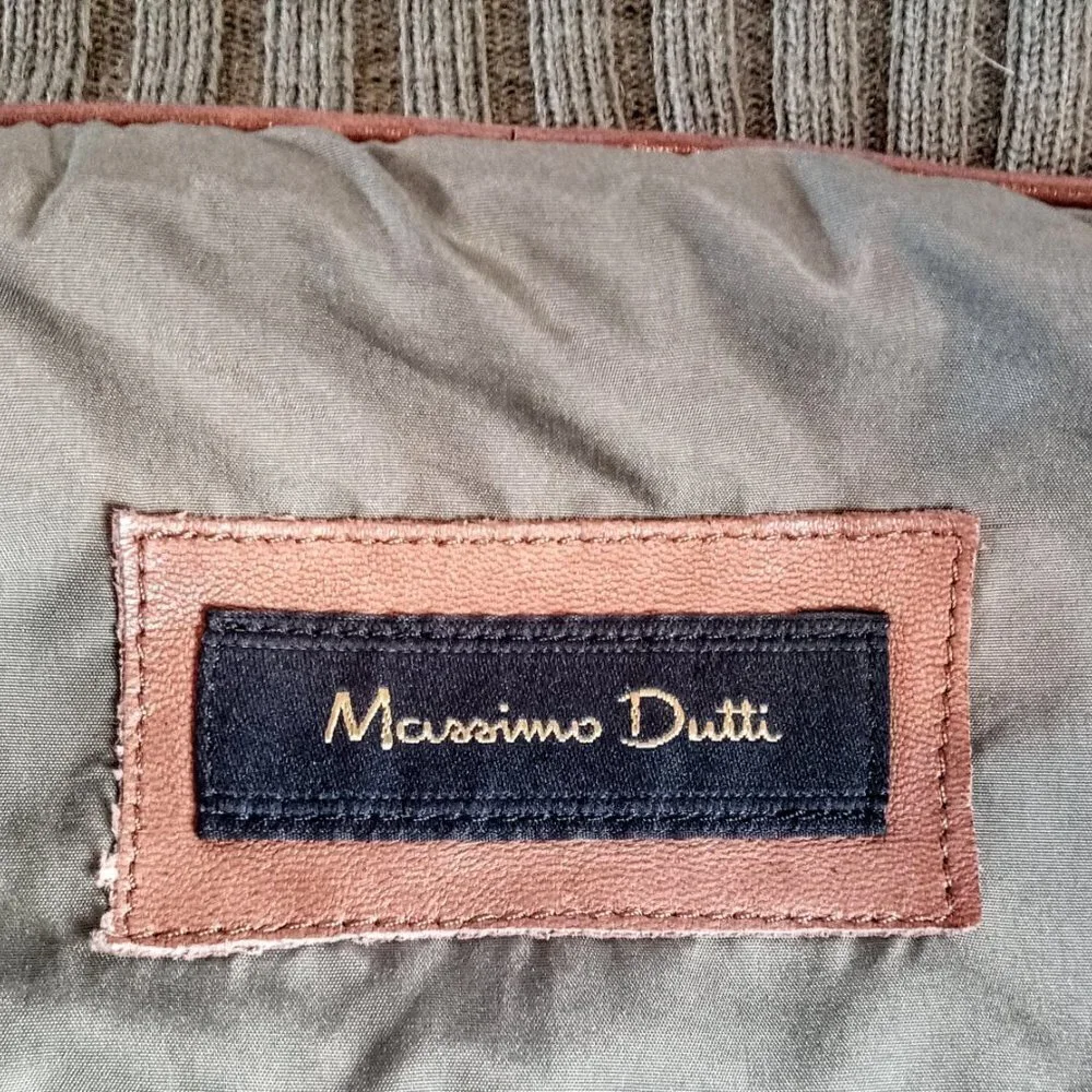Massimo Dutti Olive Green Quilted Zip Front Vest